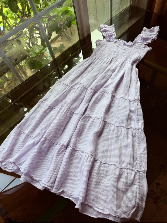 Hill House Dresses & Skirts - 100% Linen Hill House Lavender Smocked Tiered Maxi Nap Dress